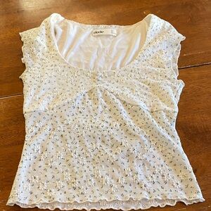 Elodie White and Green Floral Blouse